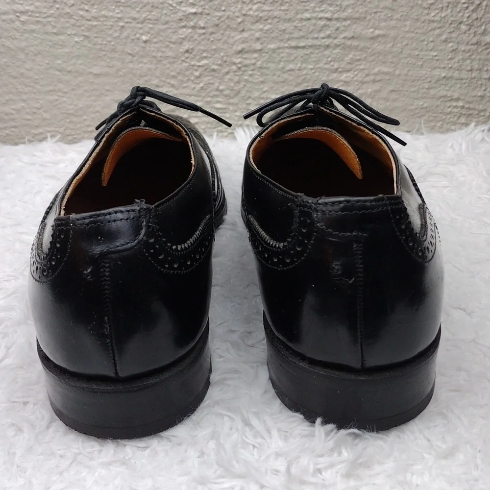 Nettleton USA Men's Black Leather Square Toe Lace Up Low Heel Brogue Dress Shoe